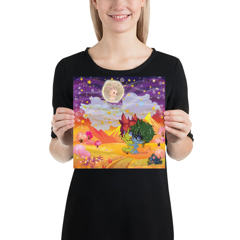 The Bunnies Moon (Huitzilopochtli & Tecaztlipoca) on Photo paper poster